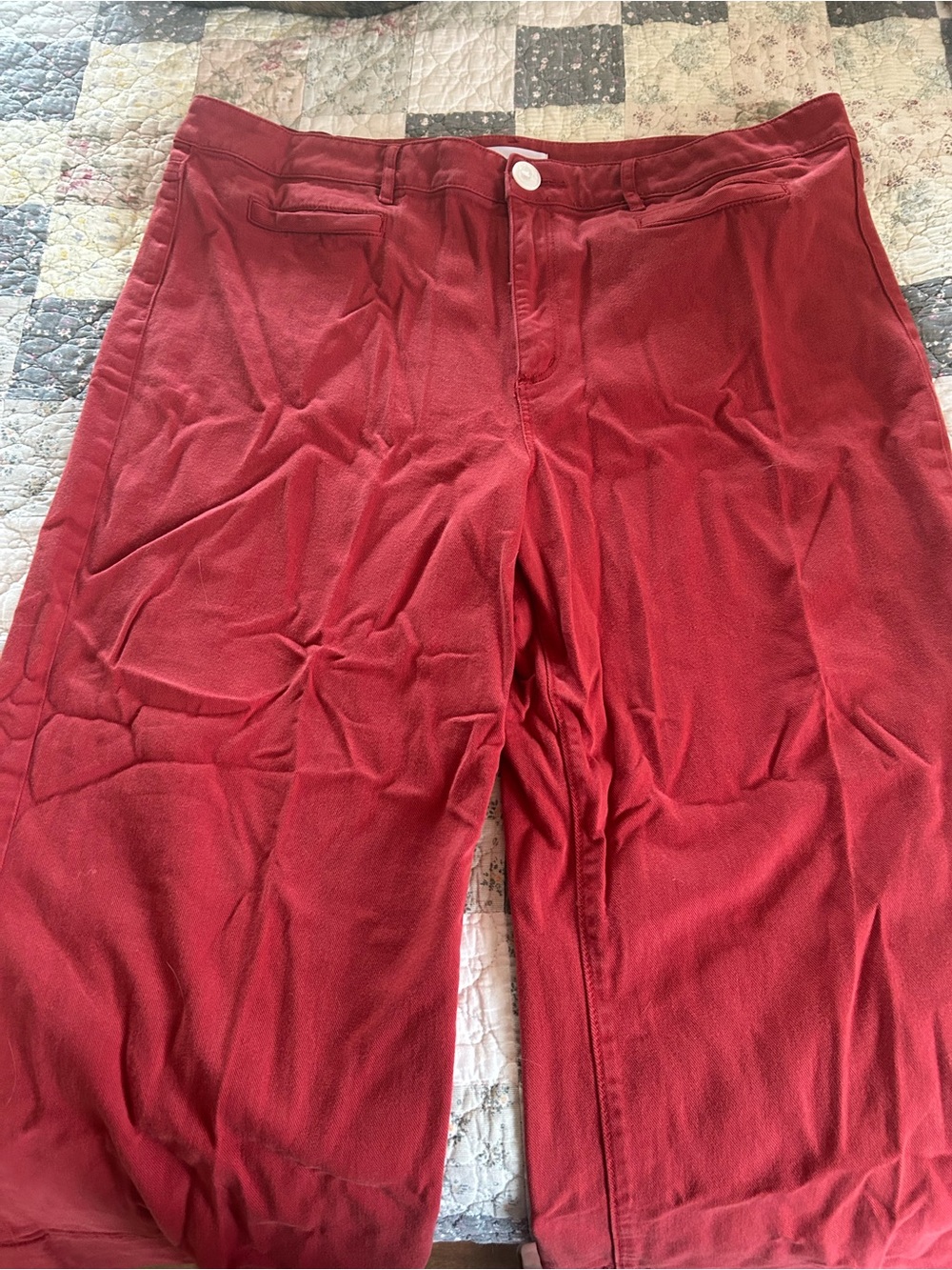 LOFT Wide-Leg Pants in Burgundy Red